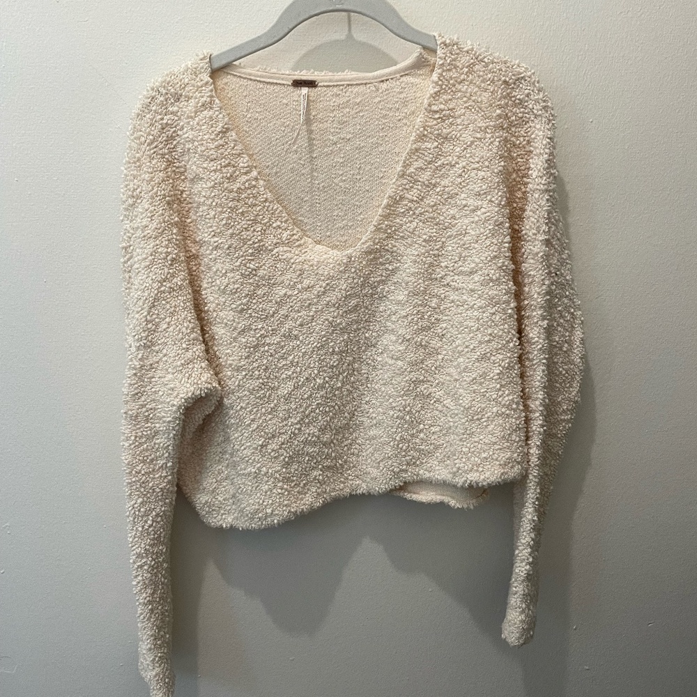 Free People Popcorn Pullover in Cream (Size Small)